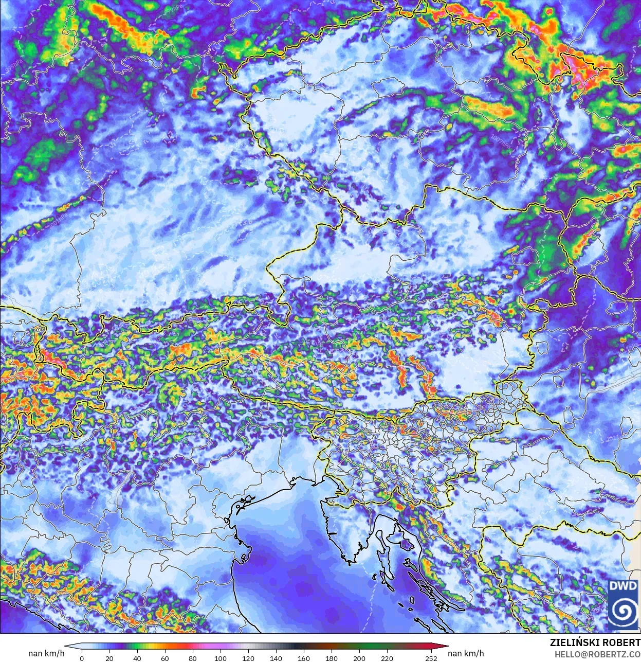 ICON Almanya 2 km model - Avusturya, Rüzgâr Esintileri