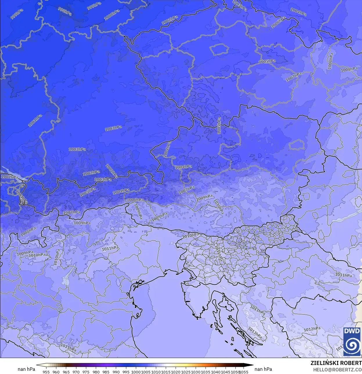 ICON Almanya 2 km model - Avusturya, Basınç