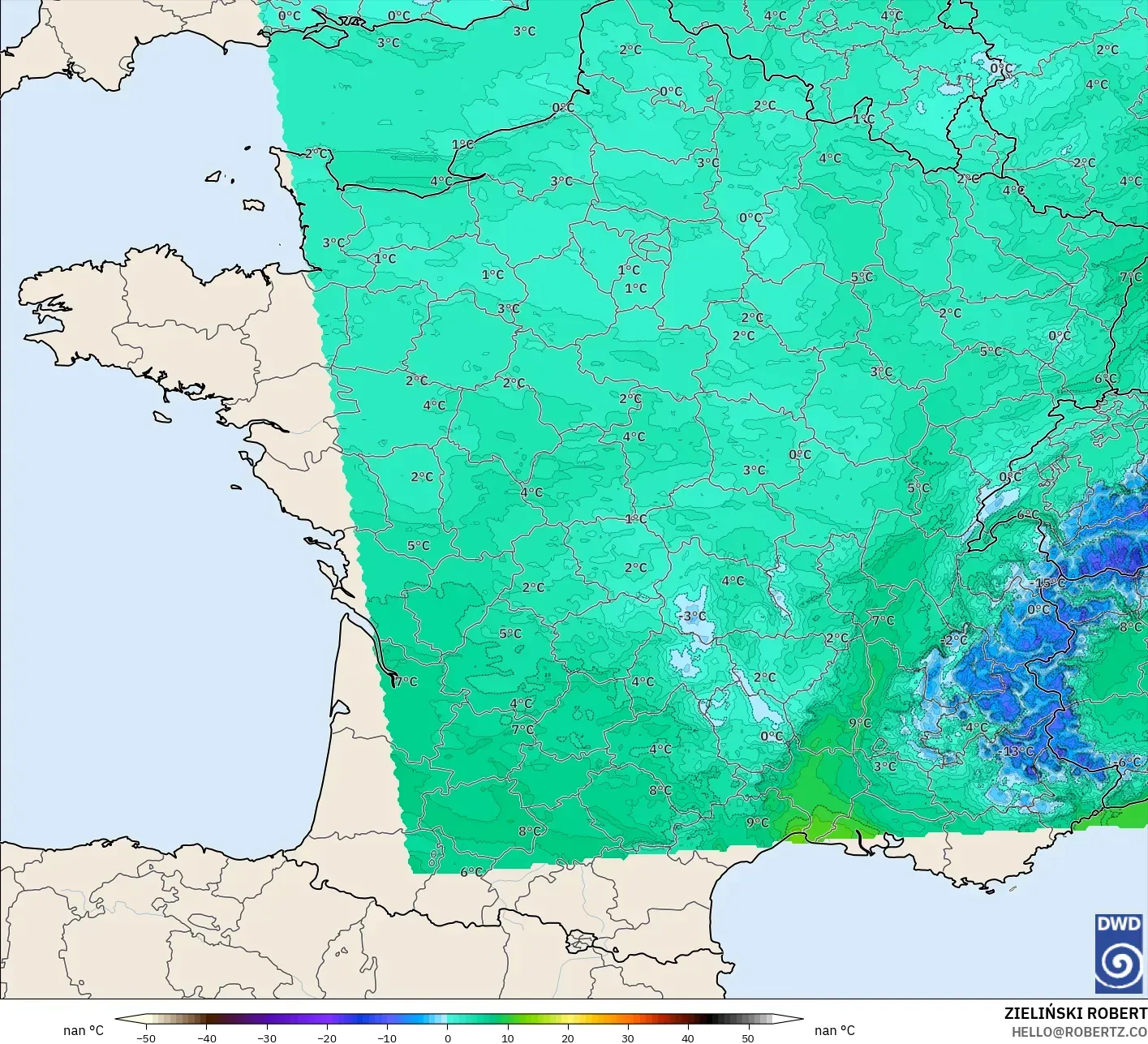 ICON Almanya 2 km model - Fransa, 2 m Çiy Noktası