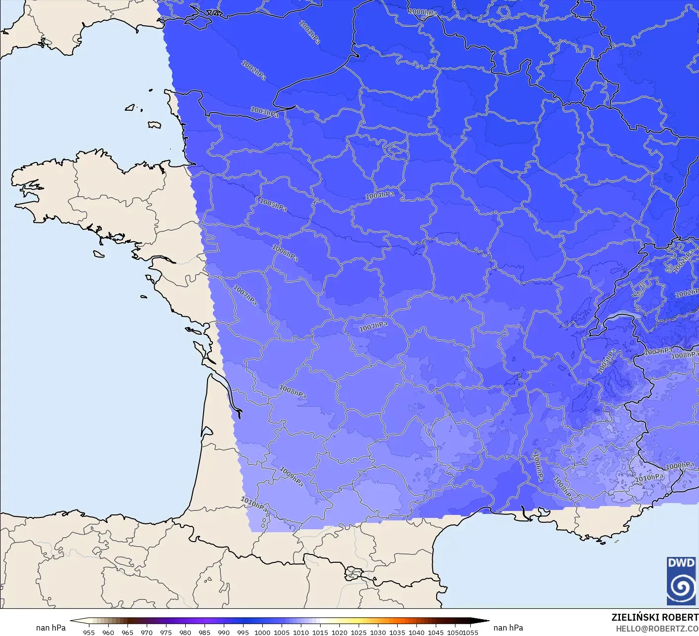 ICON Almanya 2 km model - Fransa, Basınç