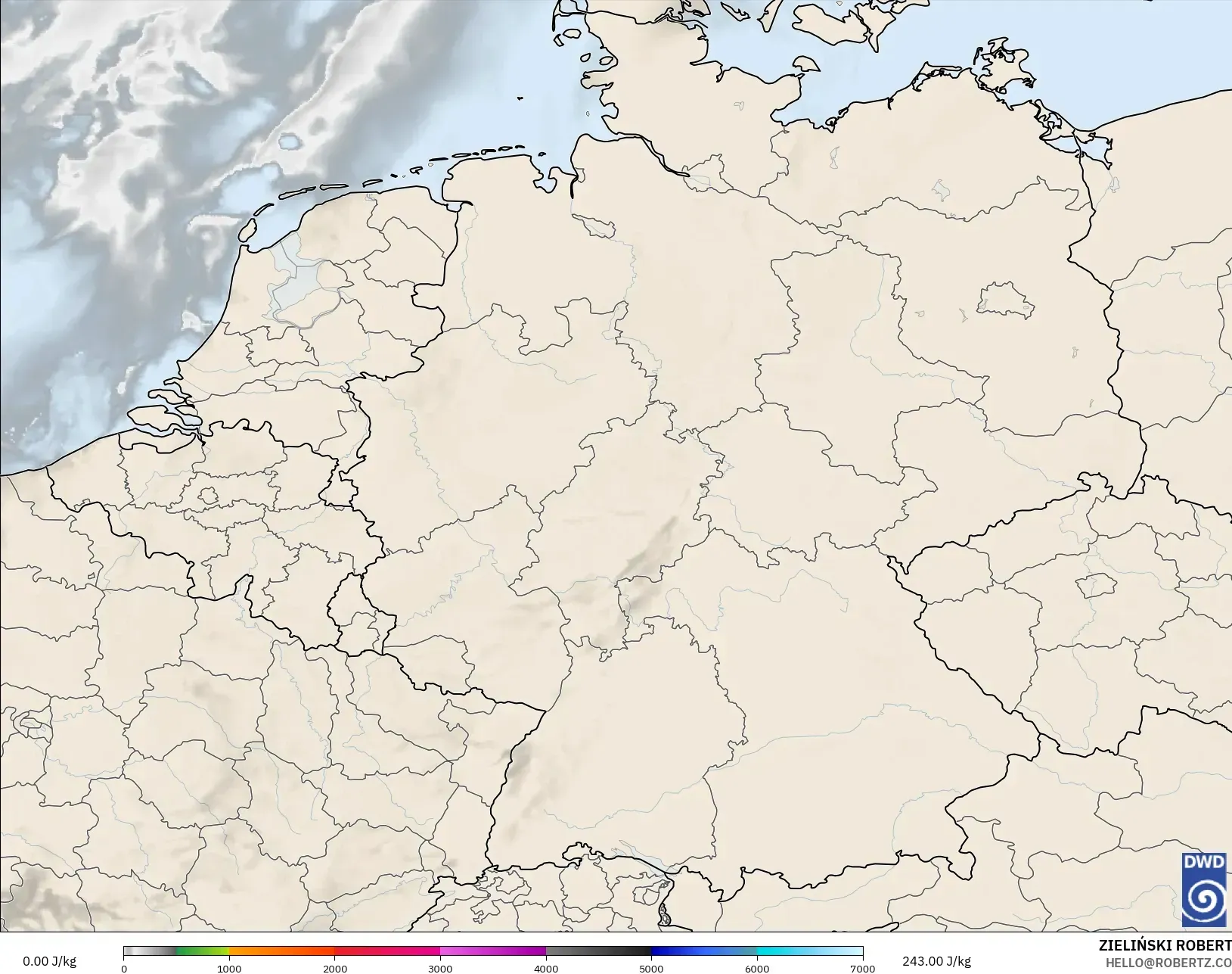ICON Almanya 2 km model - Almanya, CAPE