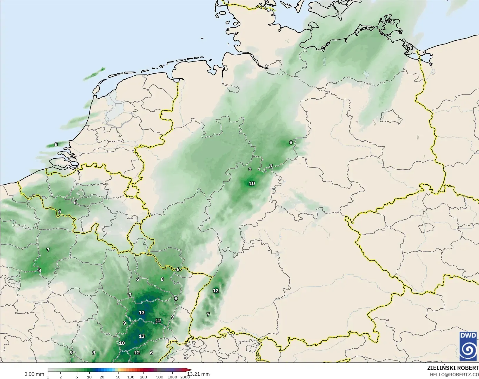 ICON Almanya 2 km model - Almanya, Yağış Birikimi