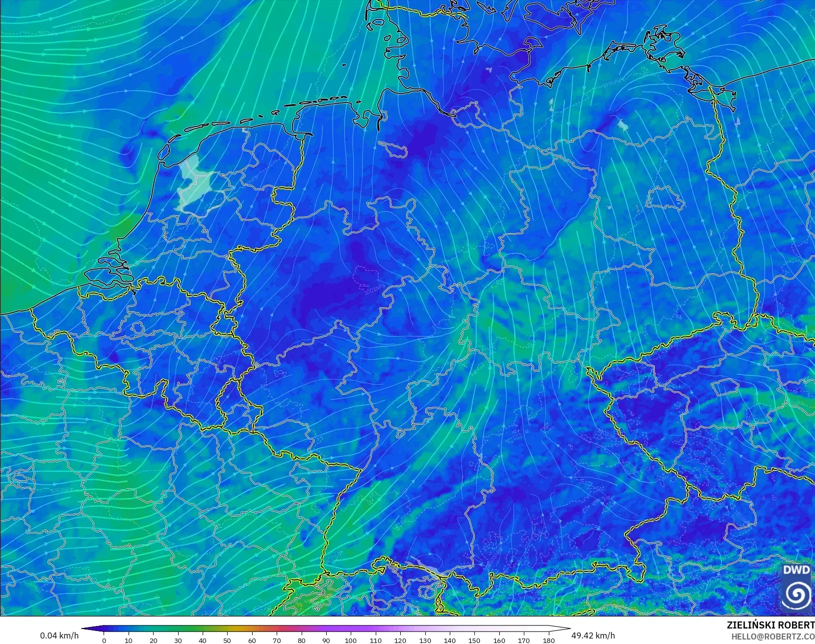 ICON Almanya 2 km model - Almanya, 10 m Rüzgâr