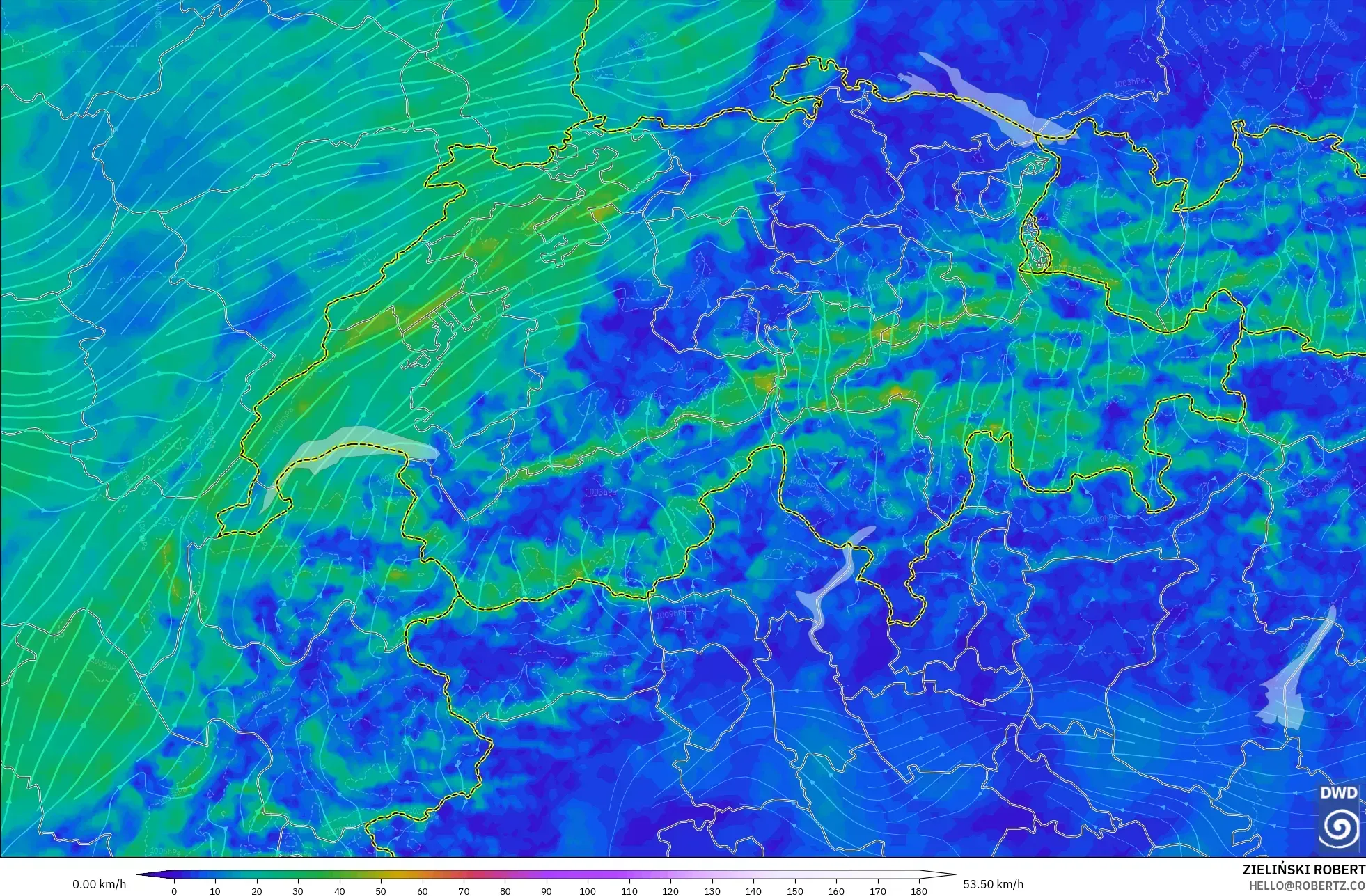 ICON Almanya 2 km model - İsviçre, 10 m Rüzgâr