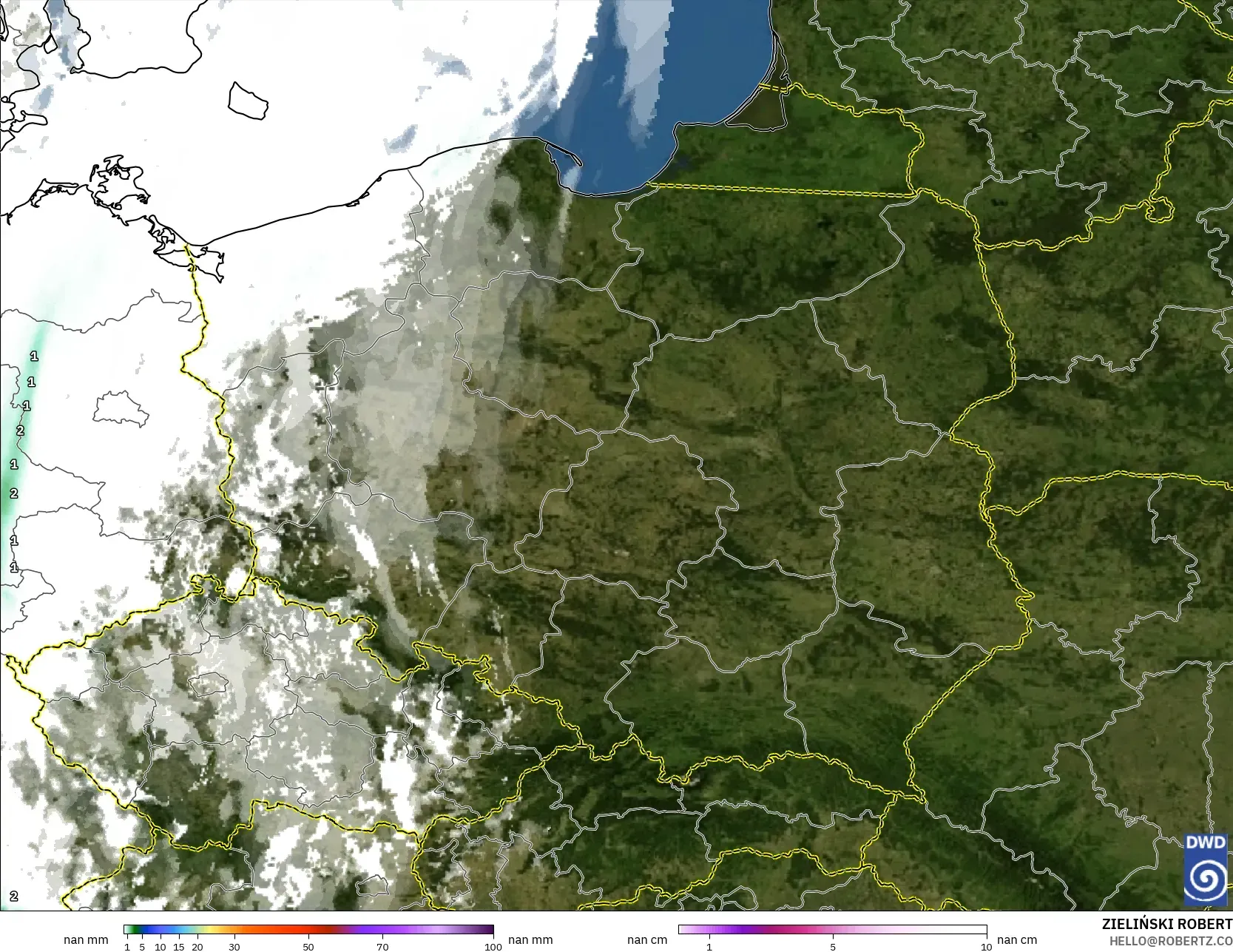 ICON Almanya 2 km model - Polonya, Yağış, Bulut ve Basınç