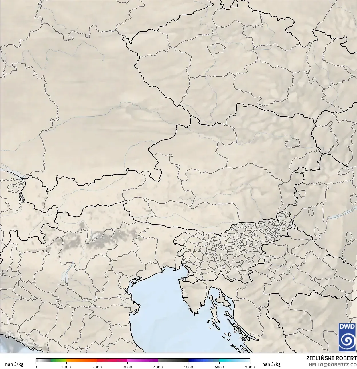 ICON Almanya 2 km model - Avusturya, CAPE