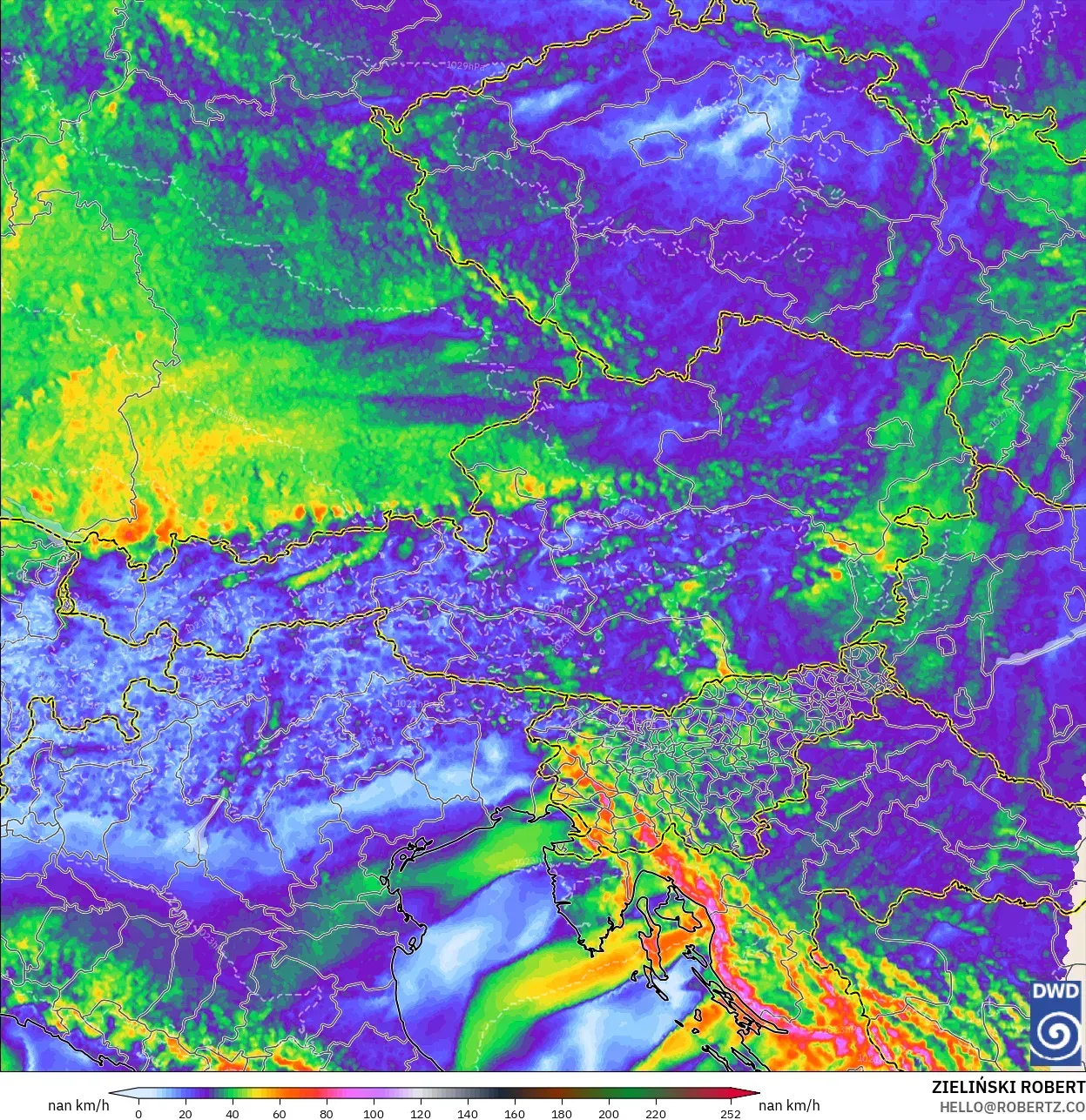 ICON Almanya 2 km model - Avusturya, Rüzgâr Esintileri