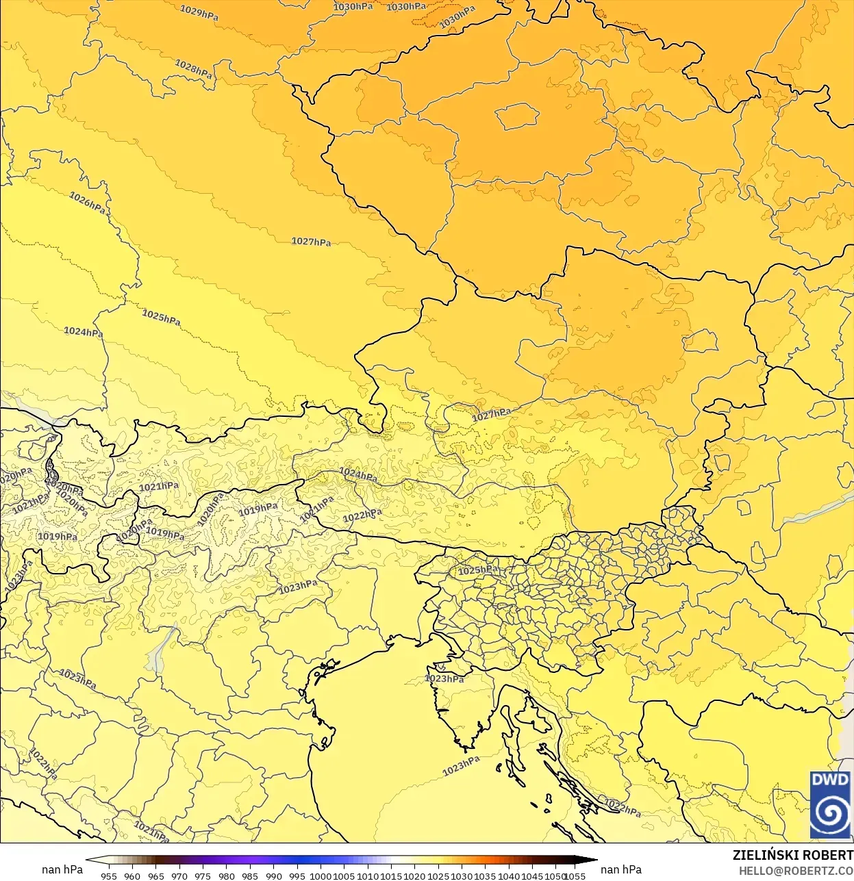 ICON Almanya 2 km model - Avusturya, Basınç