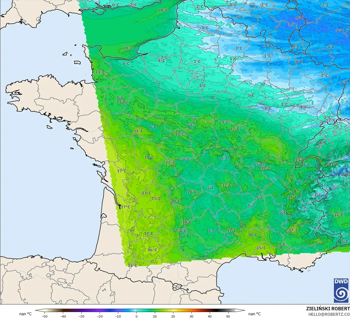 ICON Almanya 2 km model - Fransa, 2 m Çiy Noktası
