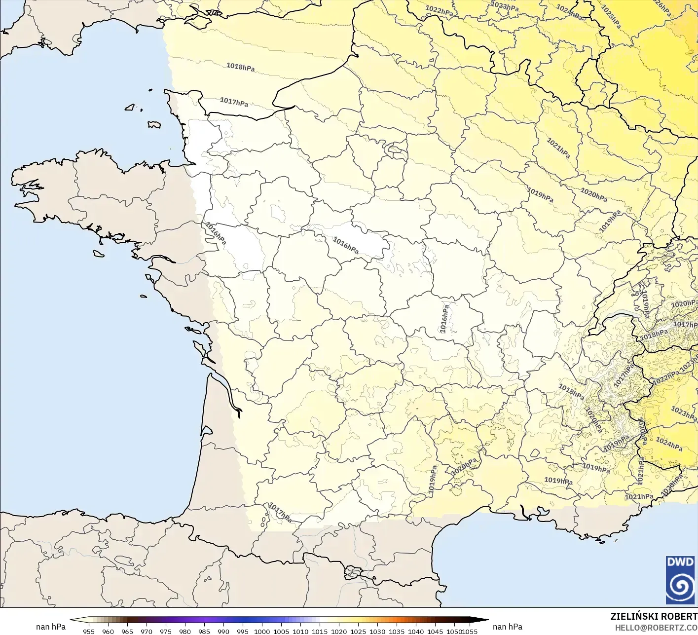 ICON Almanya 2 km model - Fransa, Basınç