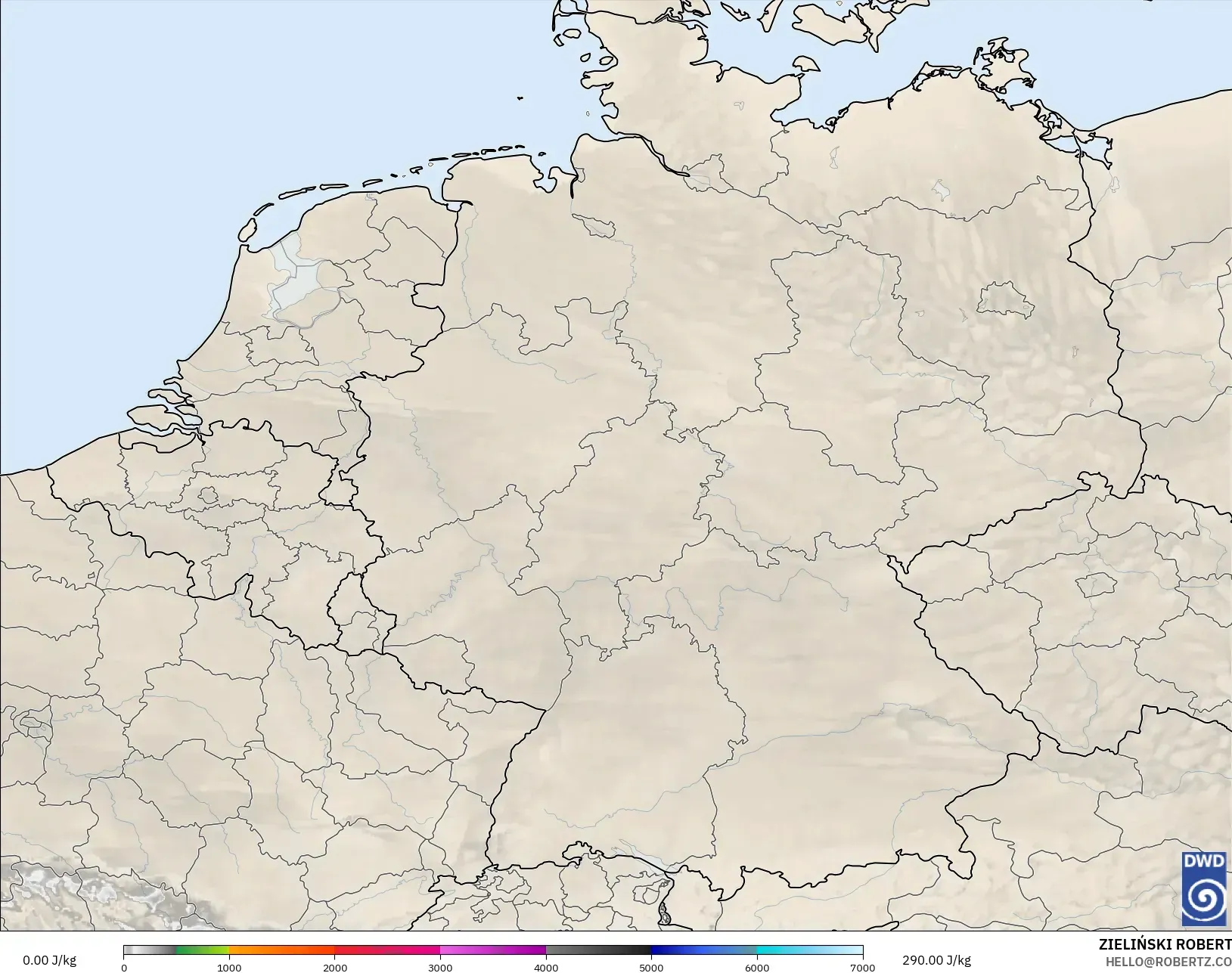 ICON Almanya 2 km model - Almanya, CAPE