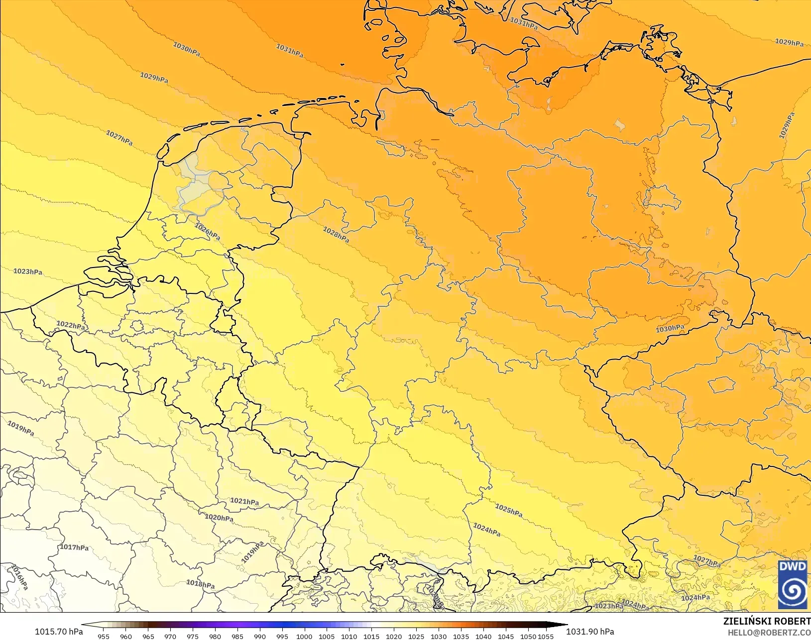 ICON Almanya 2 km model - Almanya, Basınç