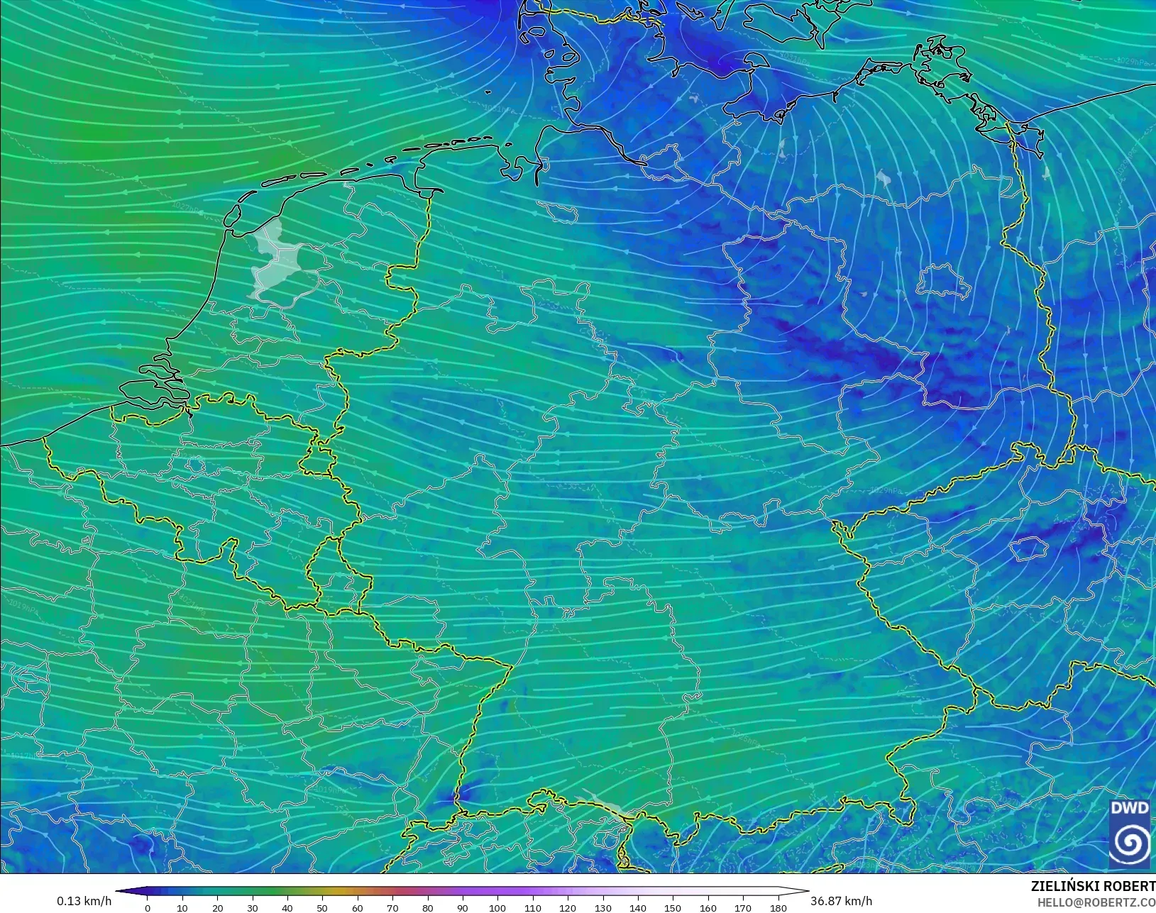 ICON Almanya 2 km model - Almanya, 10 m Rüzgâr