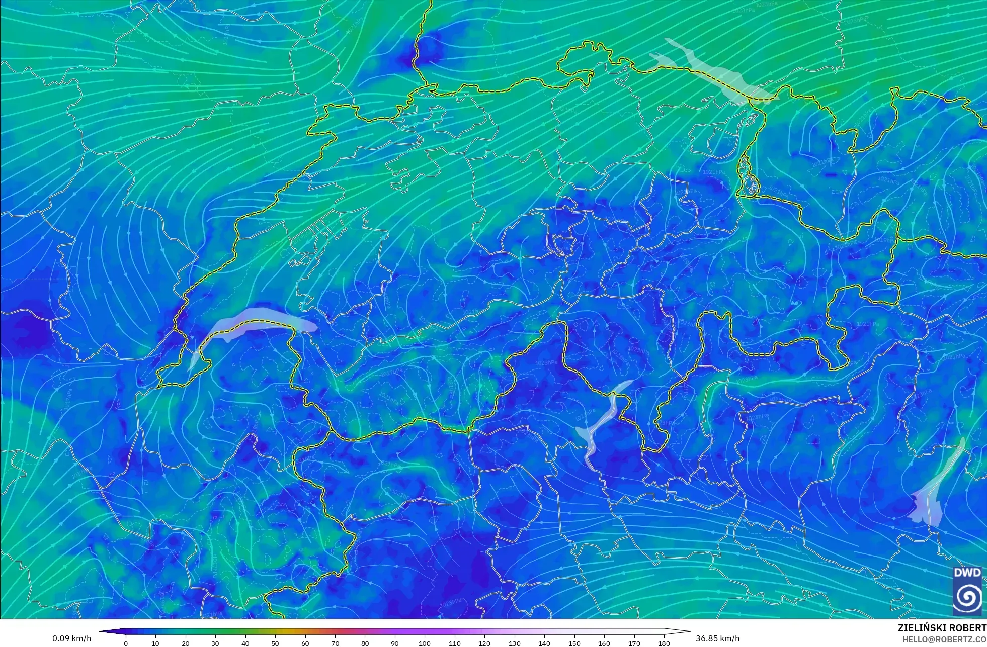 ICON Almanya 2 km model - İsviçre, 10 m Rüzgâr