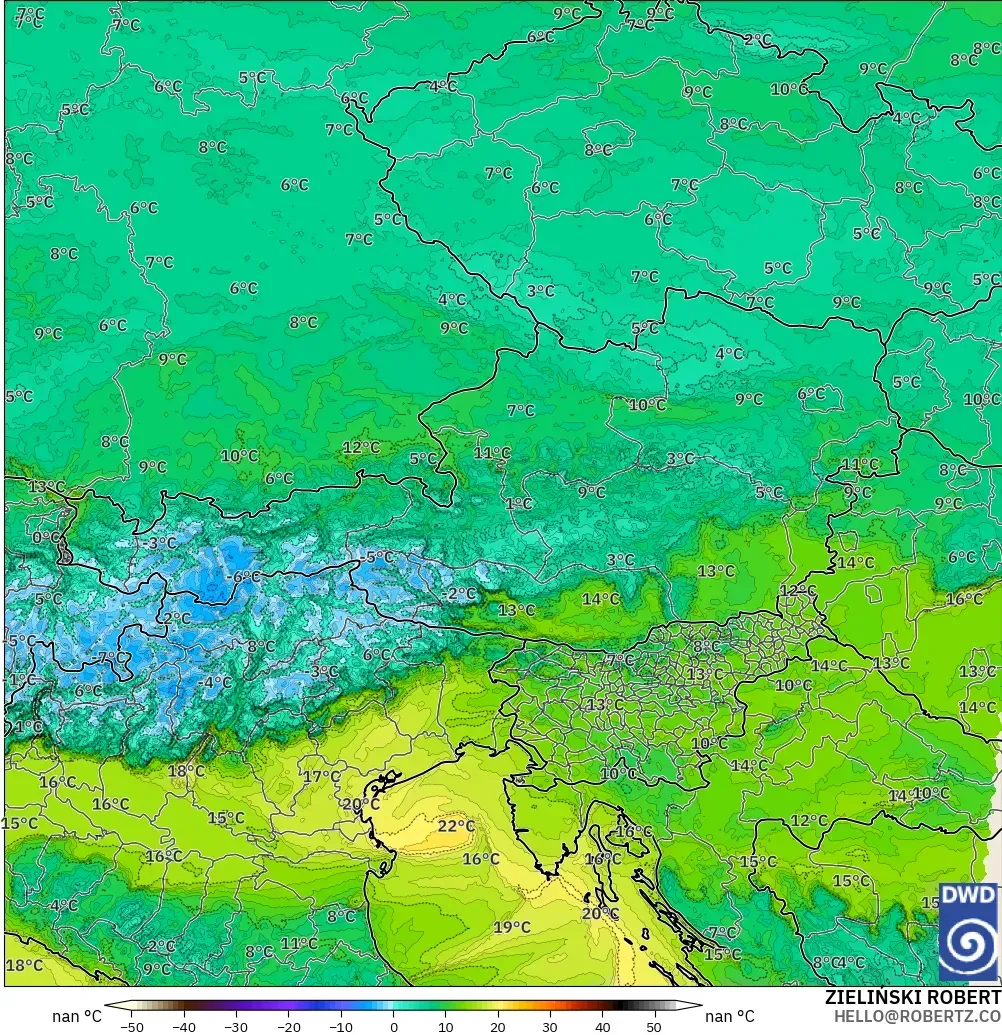 ICON Almanya 2 km model - Avusturya, 2 m Çiy Noktası