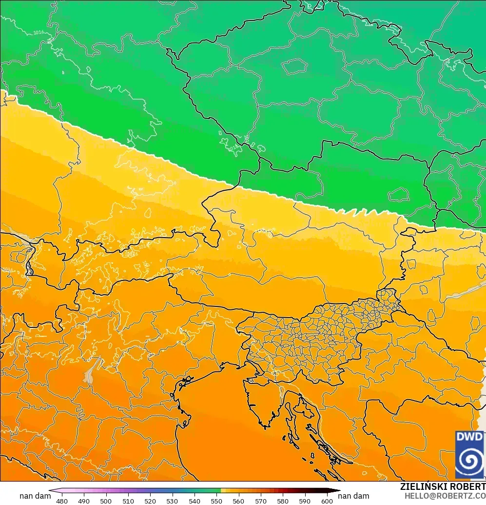 ICON Almanya 2 km model - Avusturya, 500 hPa’da jeopotansiyel yükseklik