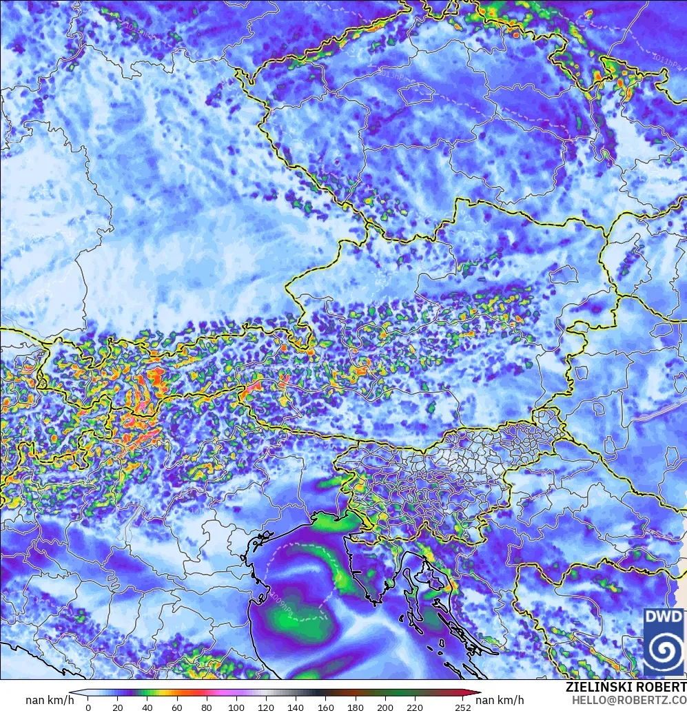 ICON Almanya 2 km model - Avusturya, Rüzgâr Esintileri