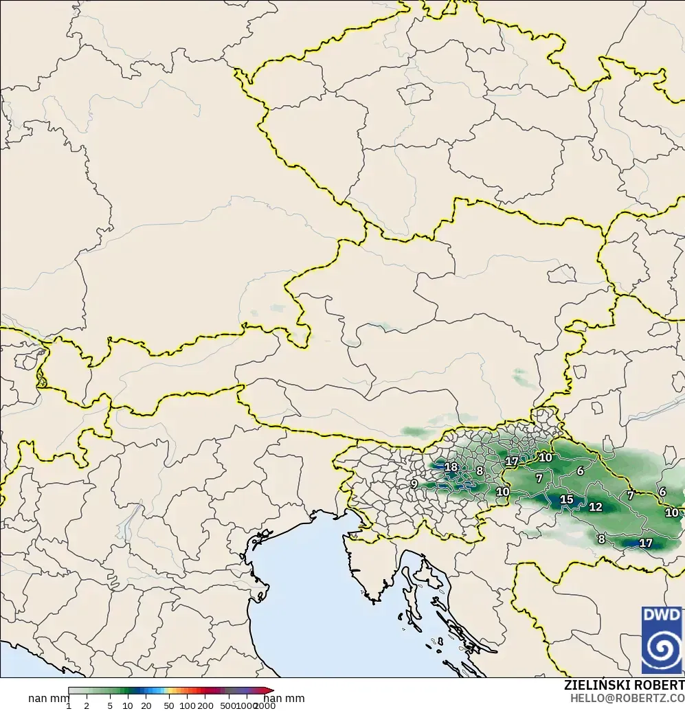 ICON Almanya 2 km model - Avusturya, Yağış Birikimi