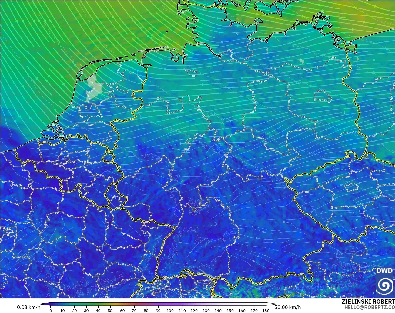 ICON Almanya 2 km model - Almanya, 10 m Rüzgâr