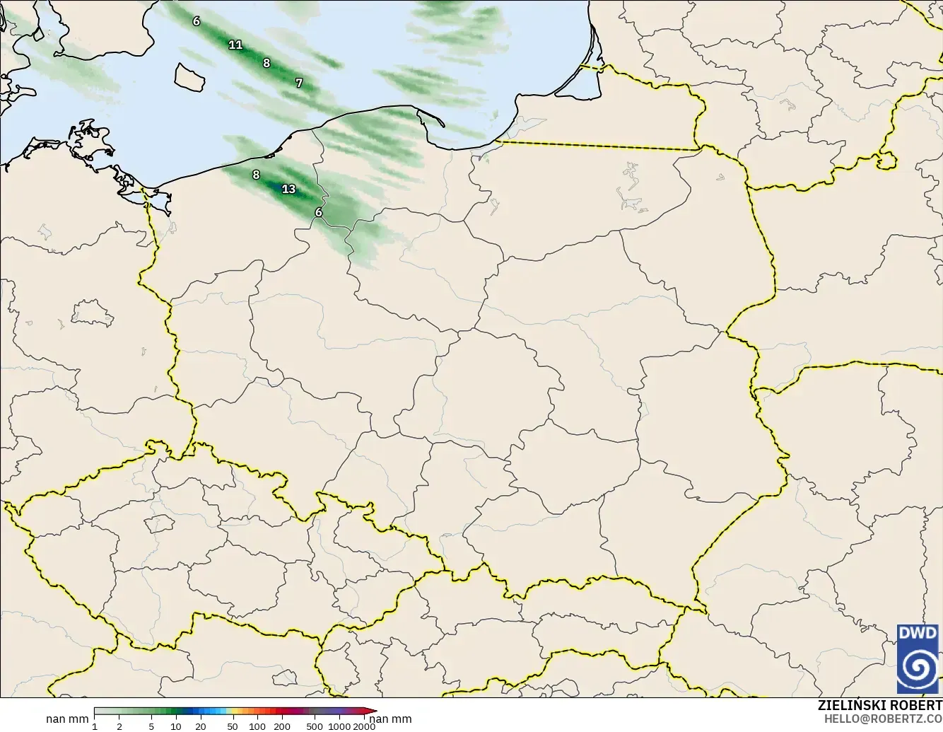 ICON Almanya 2 km model - Polonya, Yağış Birikimi