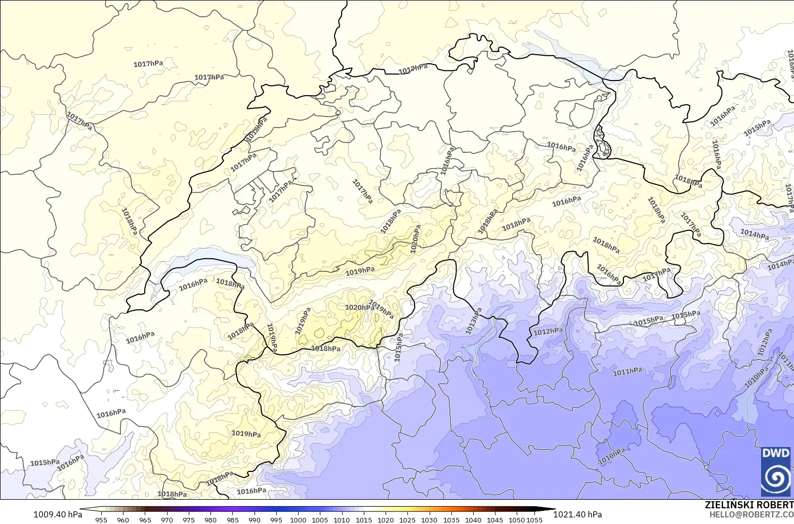 ICON Almanya 2 km model - İsviçre, Basınç