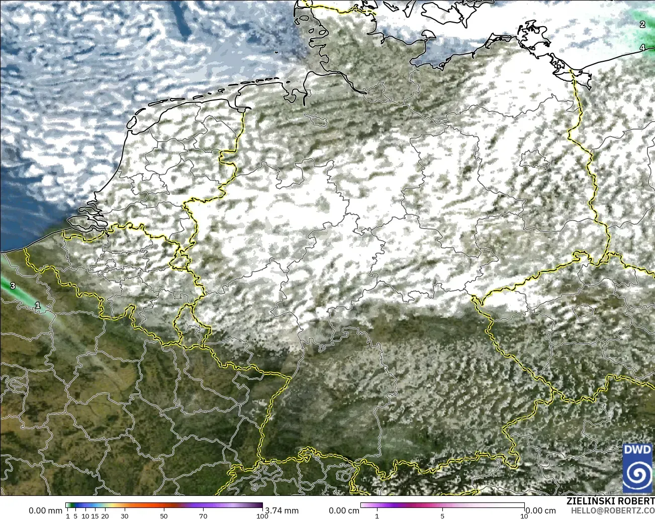 ICON Almanya 2 km model - Almanya, Yağış, Bulut ve Basınç