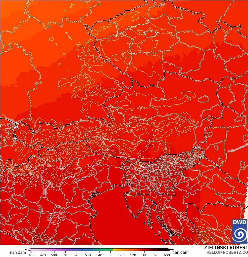ICON Almanya 2 km model - Avusturya, 500 hPa’da jeopotansiyel yükseklik