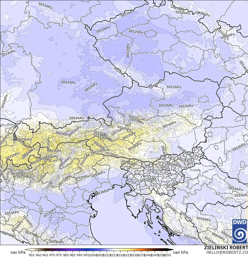 ICON Almanya 2 km model - Avusturya, Basınç