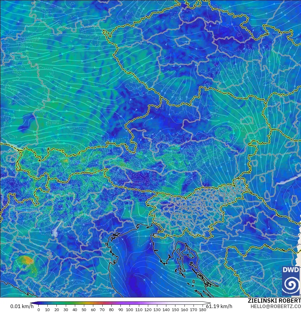ICON Almanya 2 km model - Avusturya, 10 m Rüzgâr