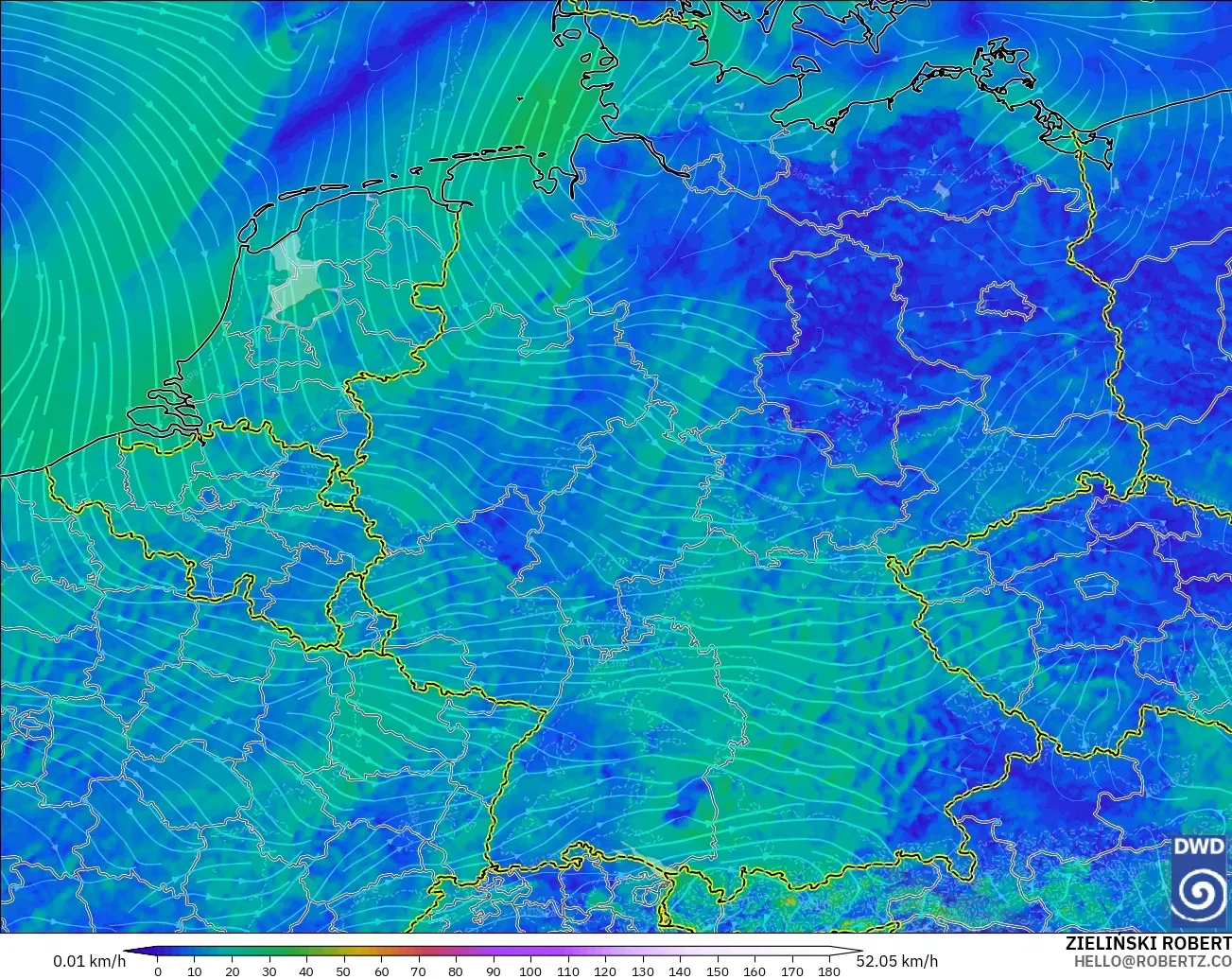 ICON Almanya 2 km model - Almanya, 10 m Rüzgâr