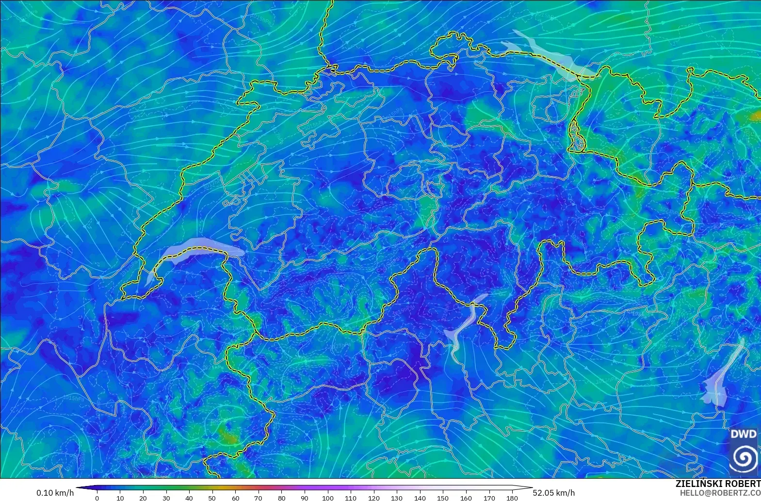 ICON Almanya 2 km model - İsviçre, 10 m Rüzgâr