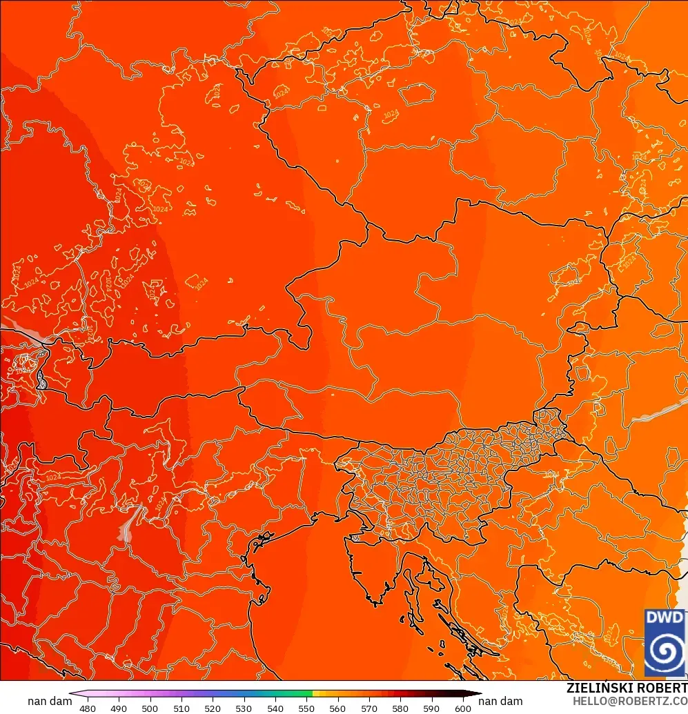 ICON Almanya 2 km model - Avusturya, 500 hPa’da jeopotansiyel yükseklik
