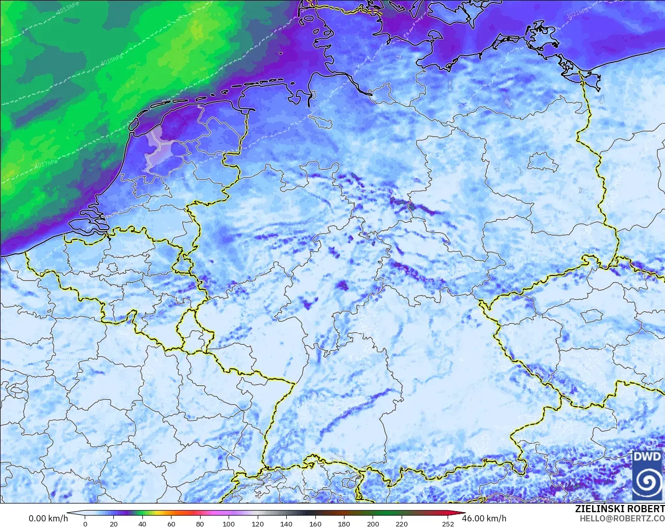ICON Almanya 2 km model - Almanya, En Yüksek Rüzgâr
