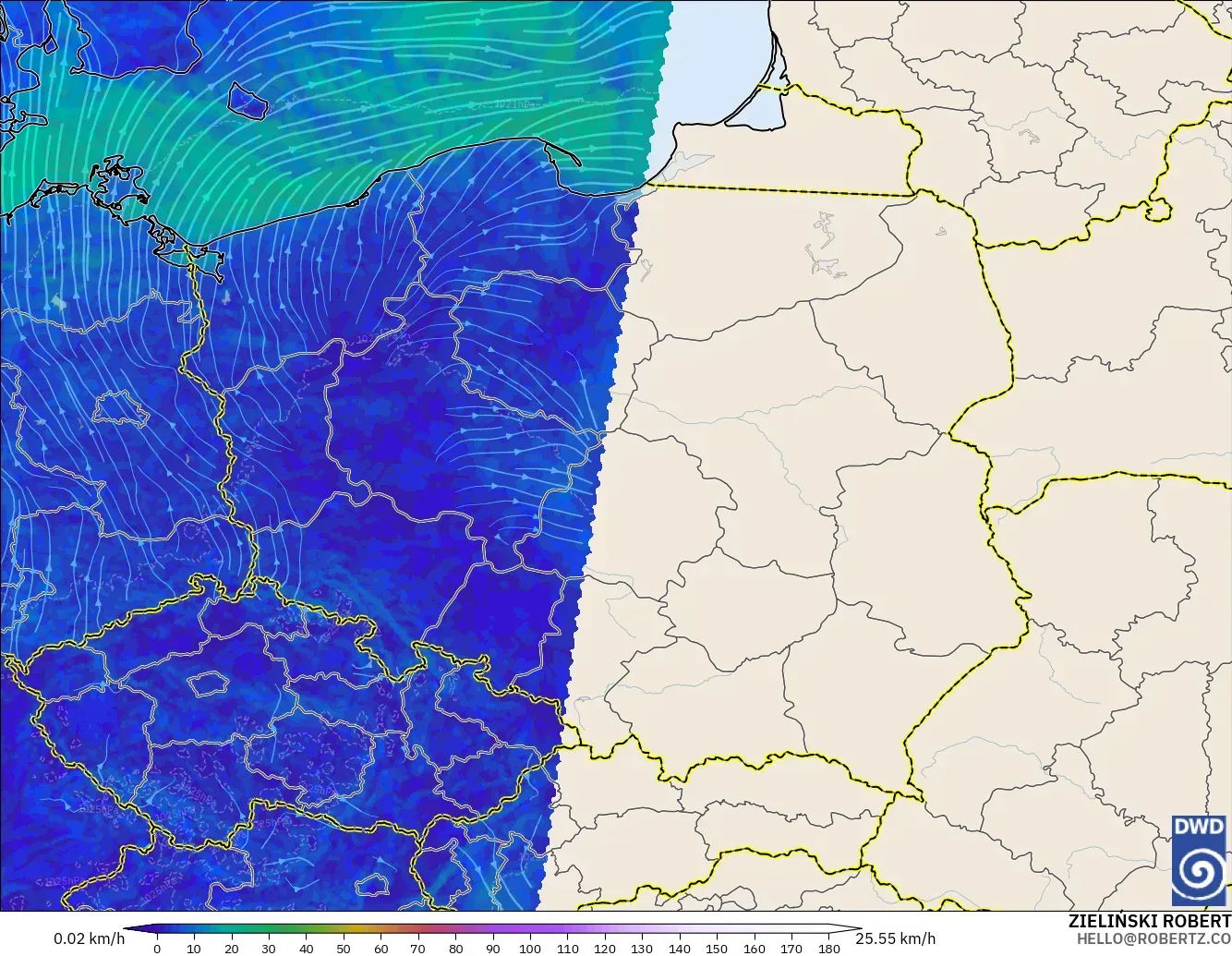 ICON Almanya 2 km model - Polonya, 10 m Rüzgâr
