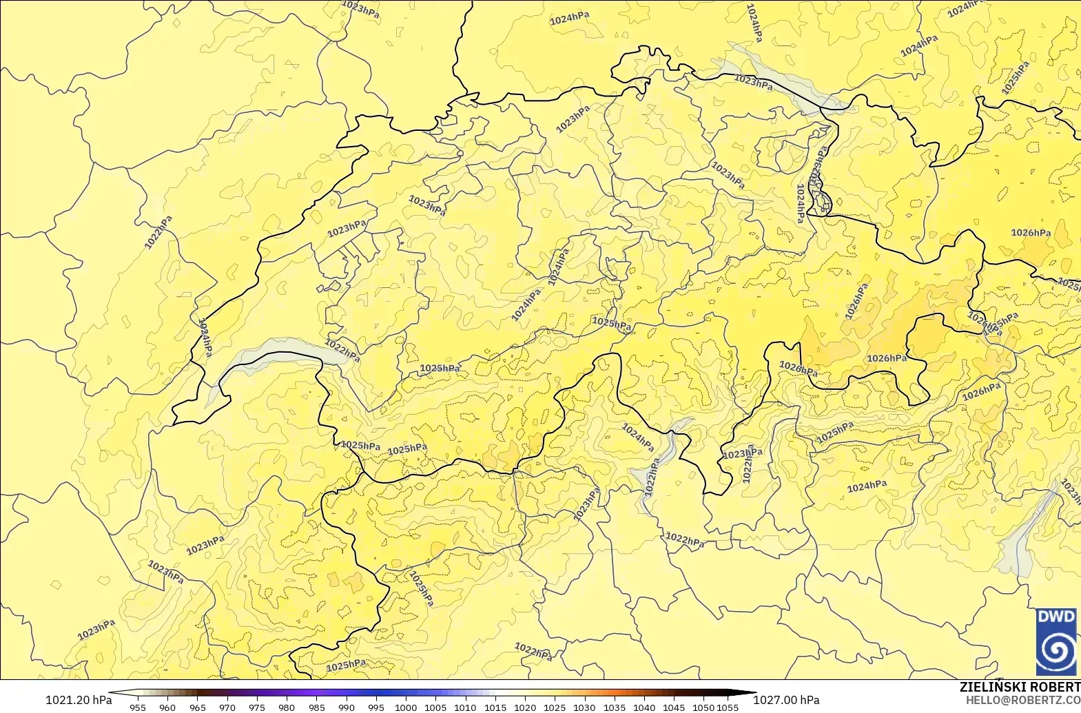 ICON Almanya 2 km model - İsviçre, Basınç