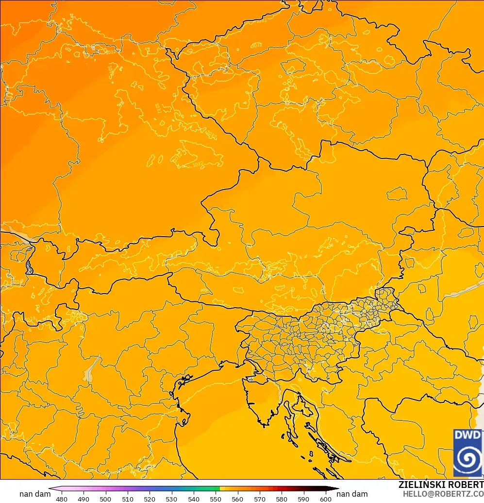 ICON Almanya 2 km model - Avusturya, 500 hPa’da jeopotansiyel yükseklik