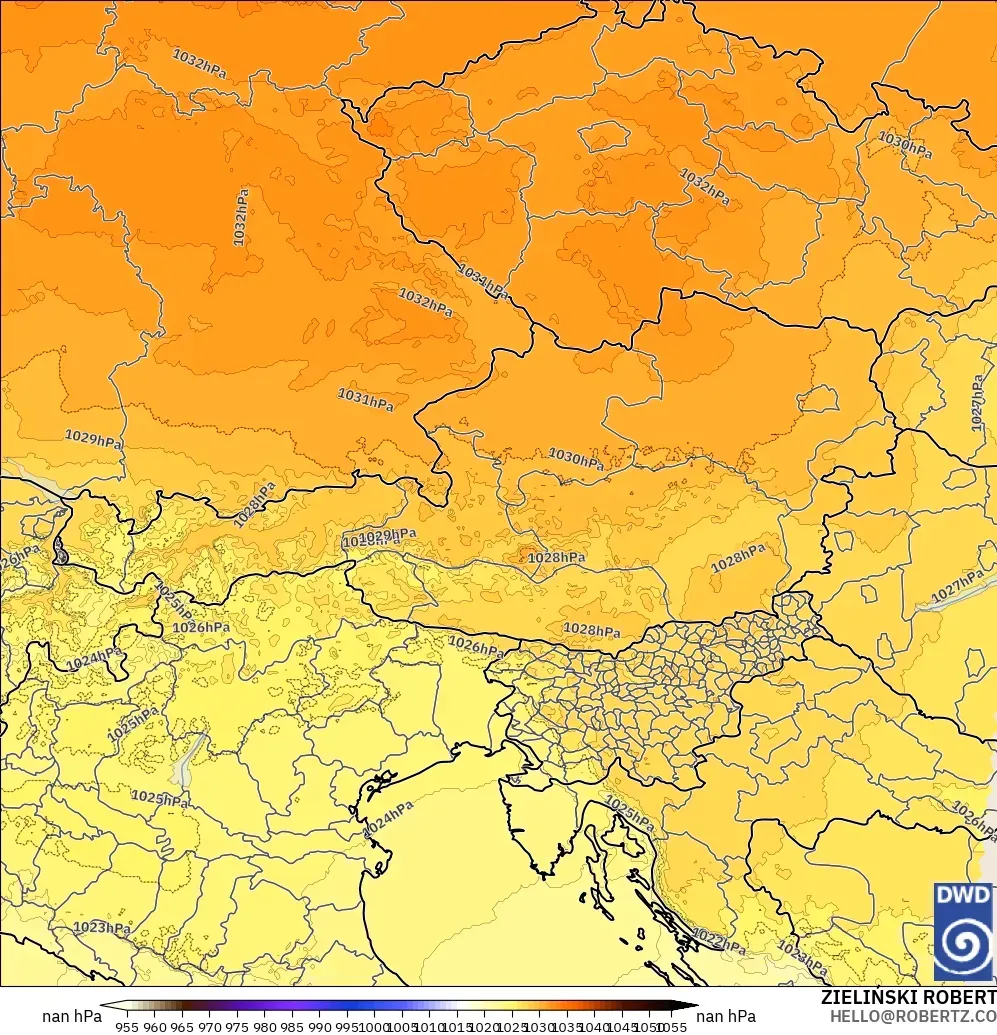 ICON Almanya 2 km model - Avusturya, Basınç