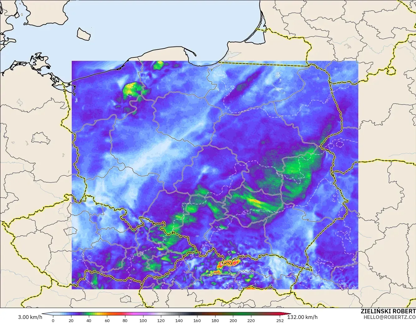 ICON Polonya 2 km model - Polonya, Rüzgâr Esintileri