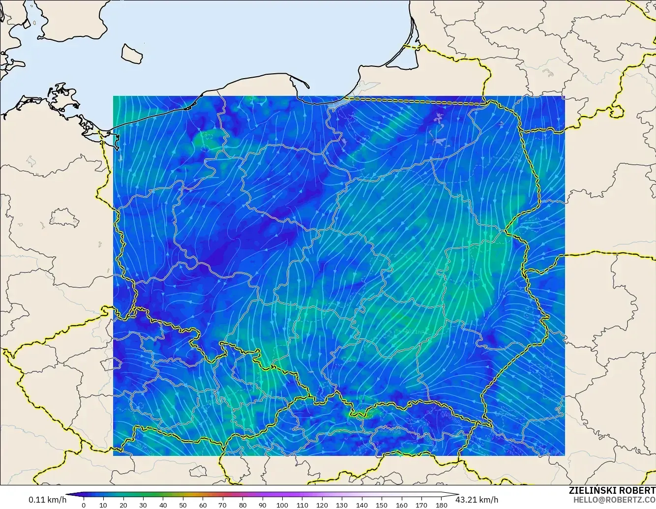 ICON Polonya 2 km model - Polonya, 10 m Rüzgâr