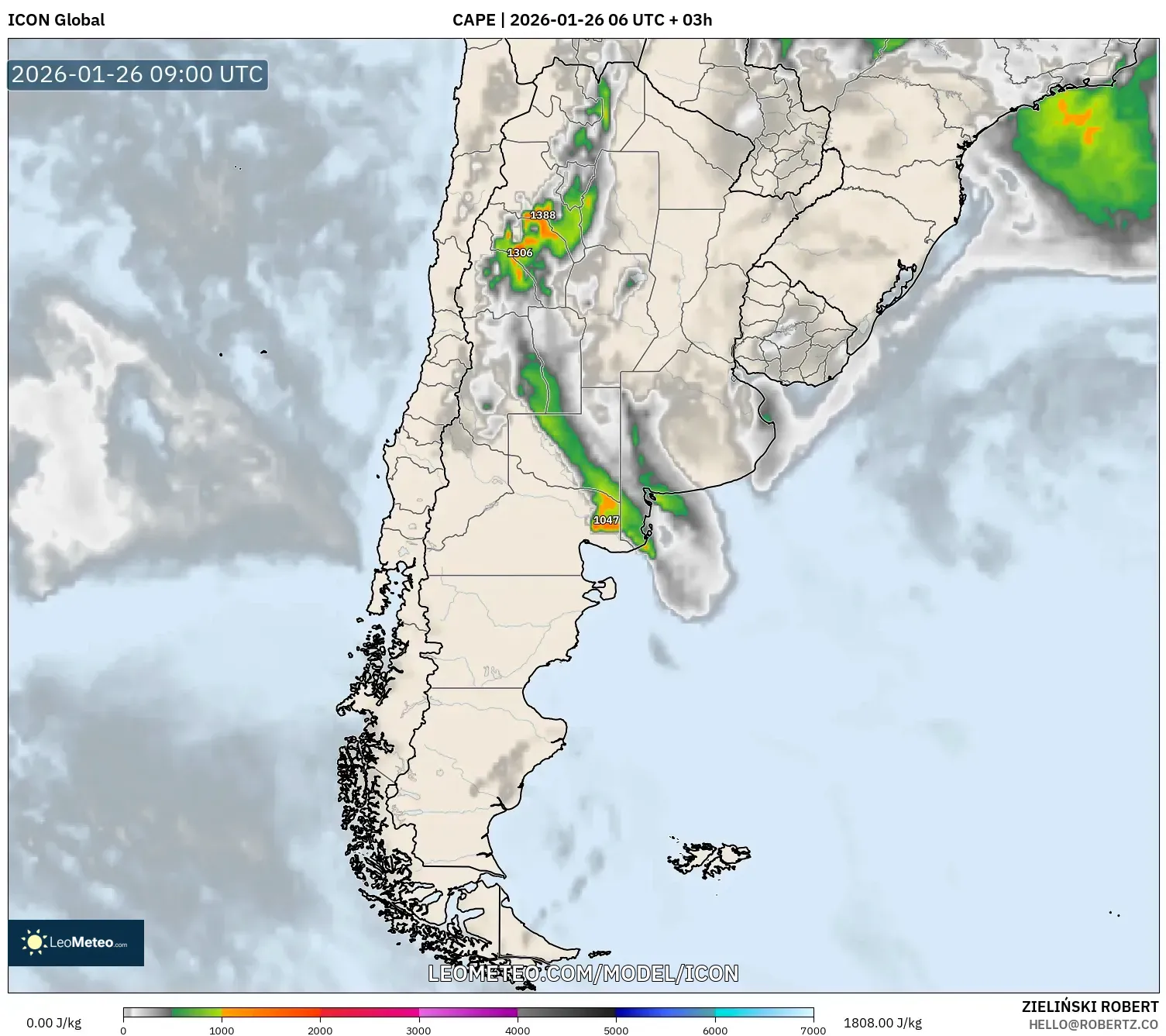 ICON model - Arjantin, CAPE