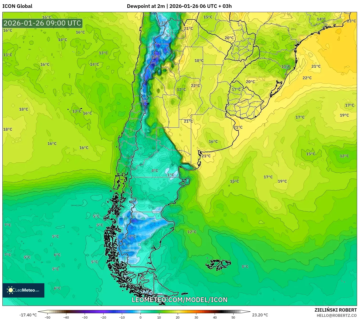 ICON model - Arjantin, 2 m Çiy Noktası