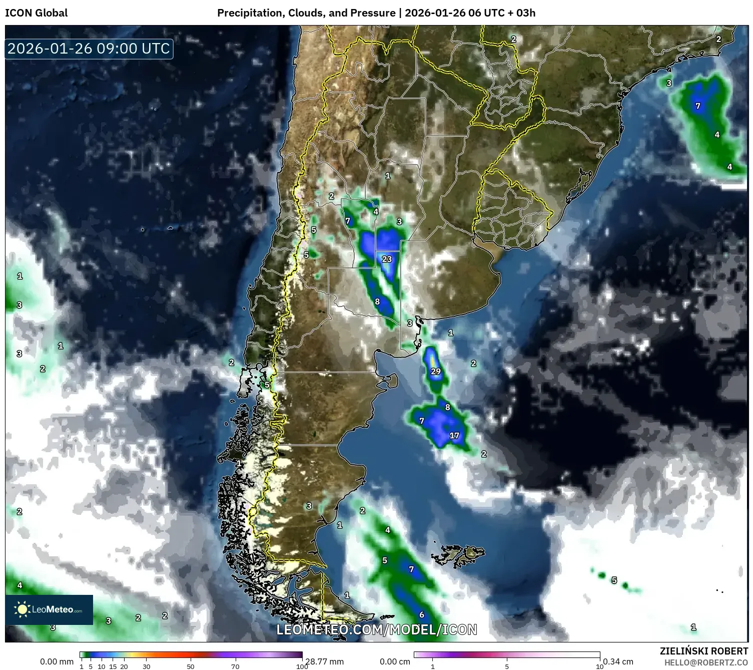 ICON model - Arjantin, Yağış, Bulut ve Basınç