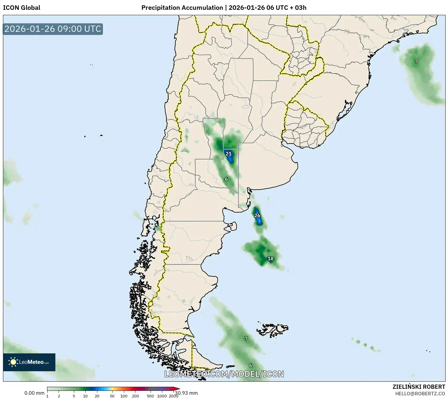 ICON model - Arjantin, Yağış Birikimi
