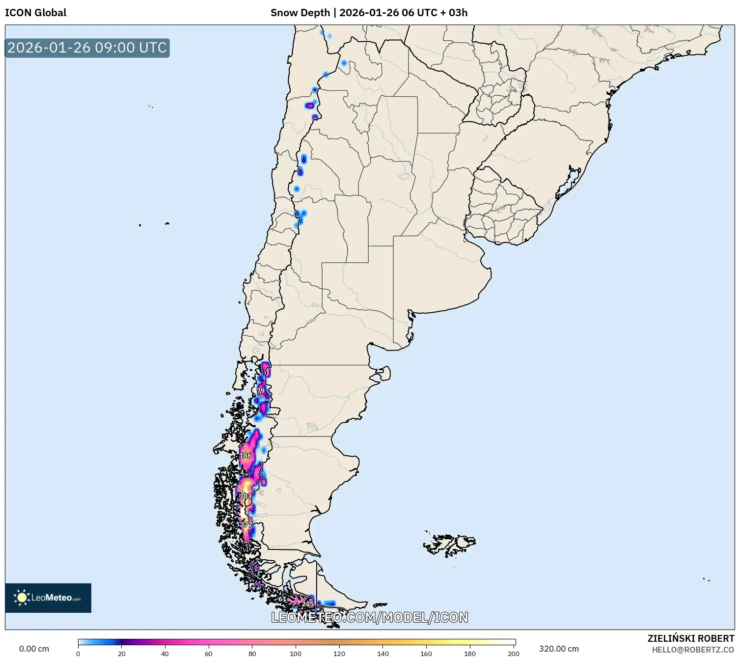 ICON model - Arjantin, Kar Kalınlığı