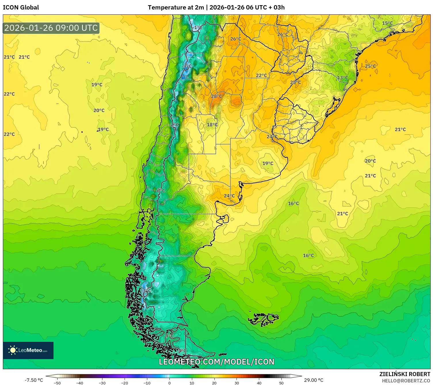 ICON model - Arjantin, 2 m Sıcaklık