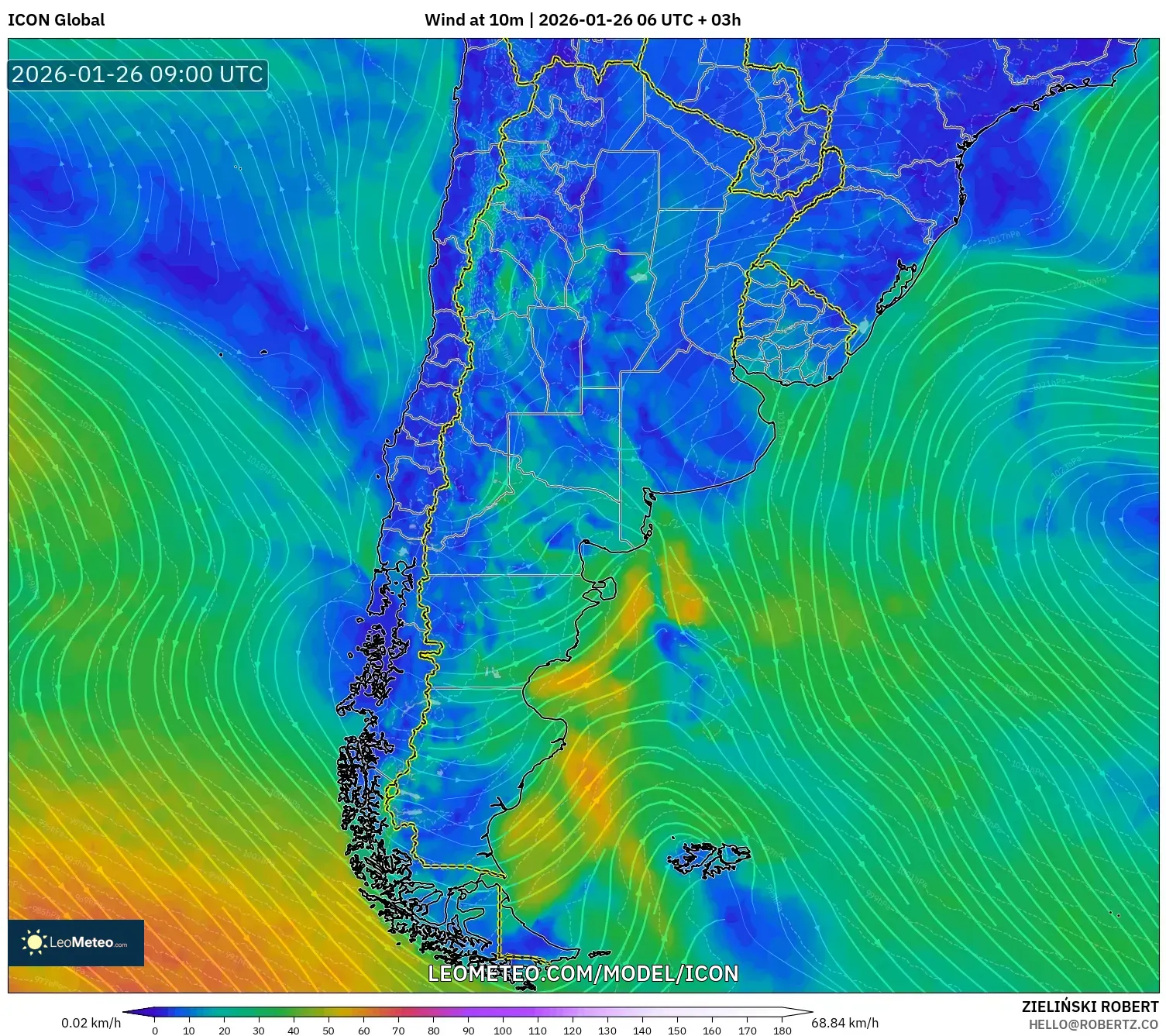 ICON model - Arjantin, 10 m Rüzgâr