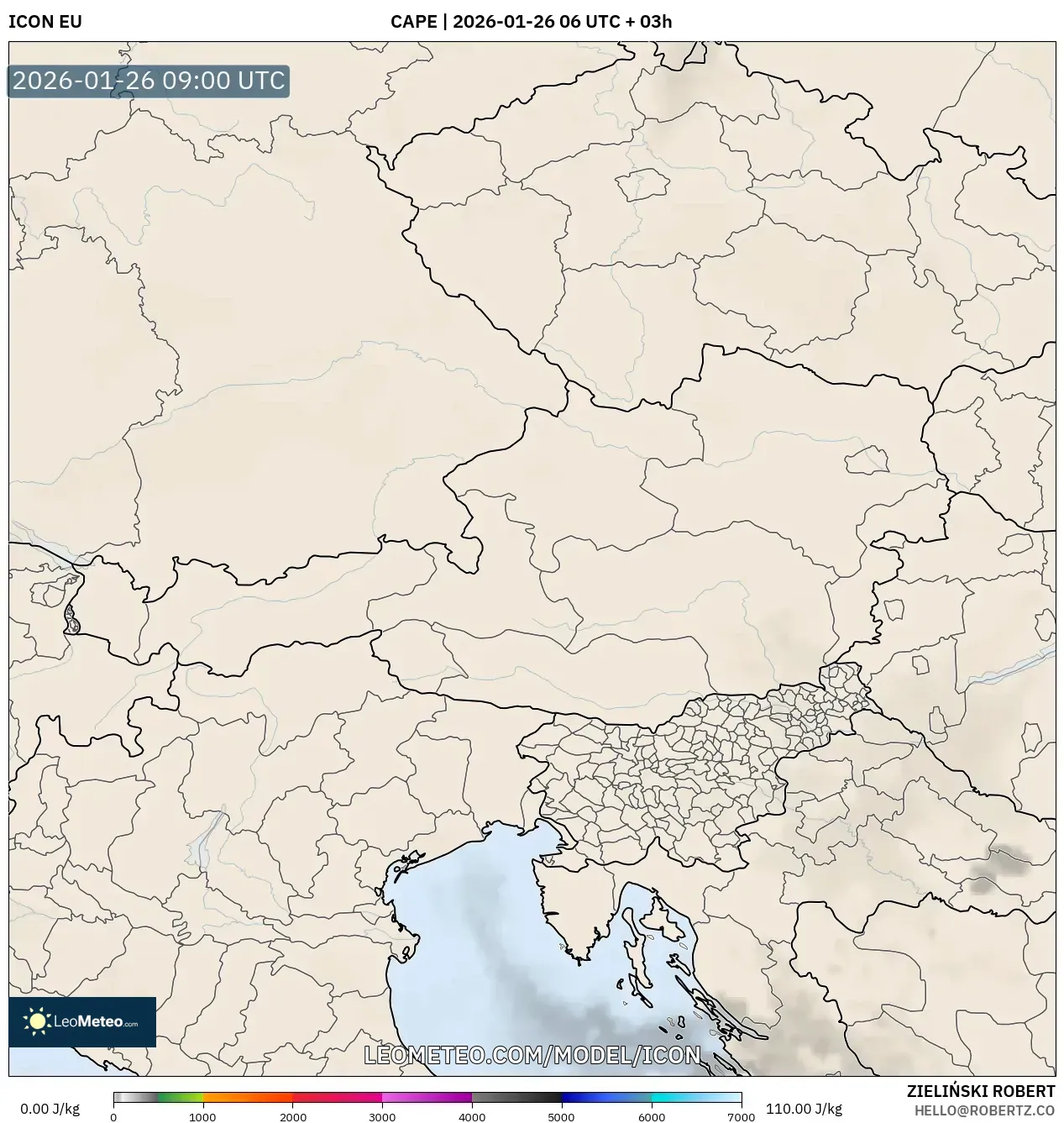 ICON model - Avusturya, CAPE