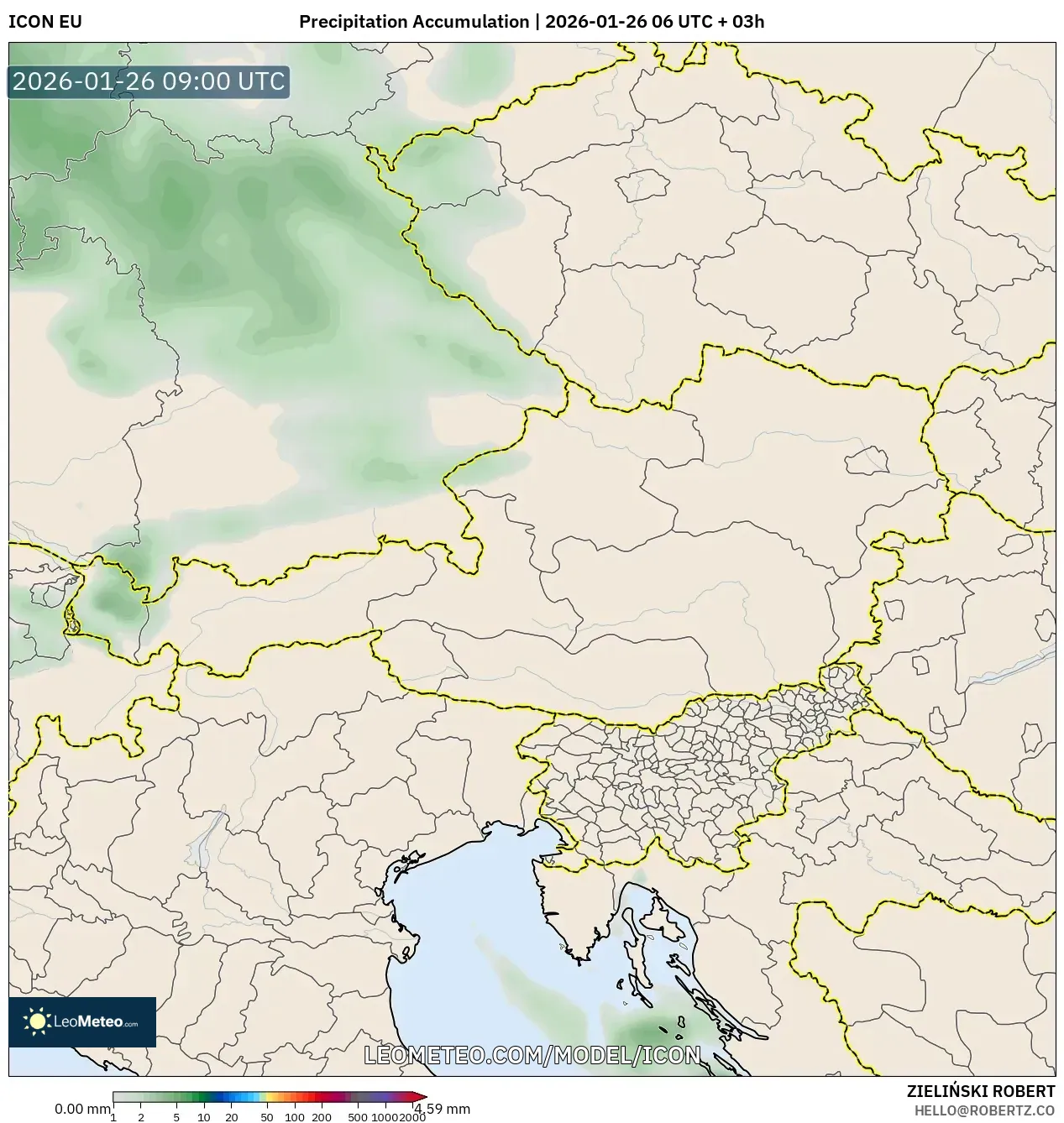 ICON model - Avusturya, Yağış Birikimi