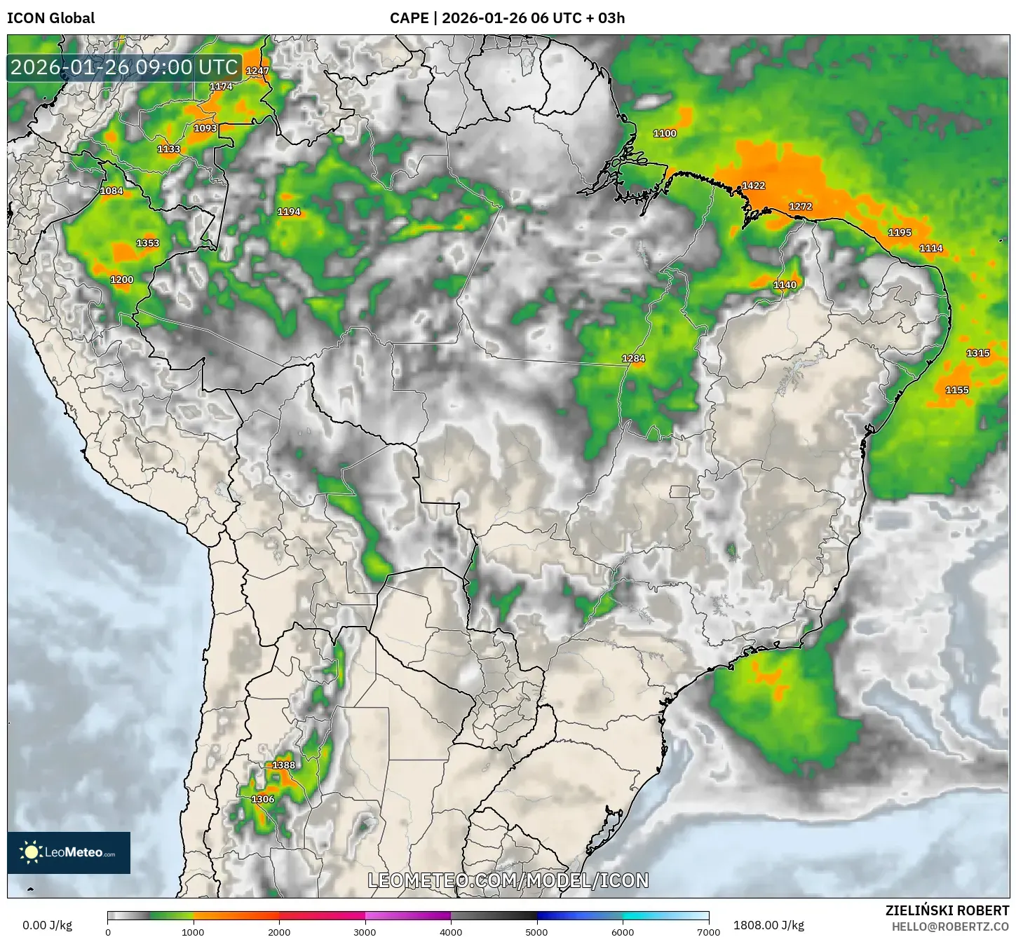 ICON model - Brezilya, CAPE