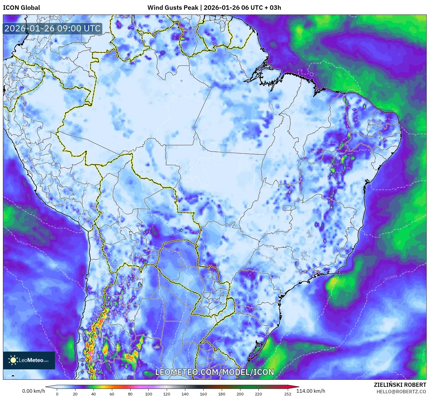 ICON model - Brezilya, En Yüksek Rüzgâr